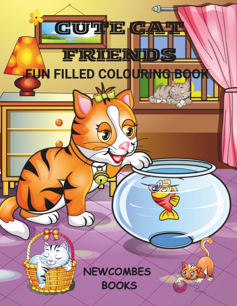 Cute cat friends: Fun filled colouring book