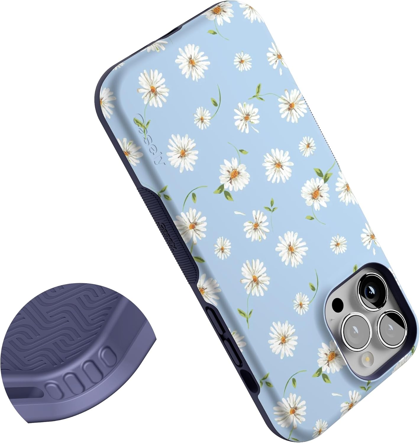 Casely iPhone 13 Pro Max Case | Daisy Daydream | Baby Blue Floral | Bold Protective Design | Compatible with MagSafe