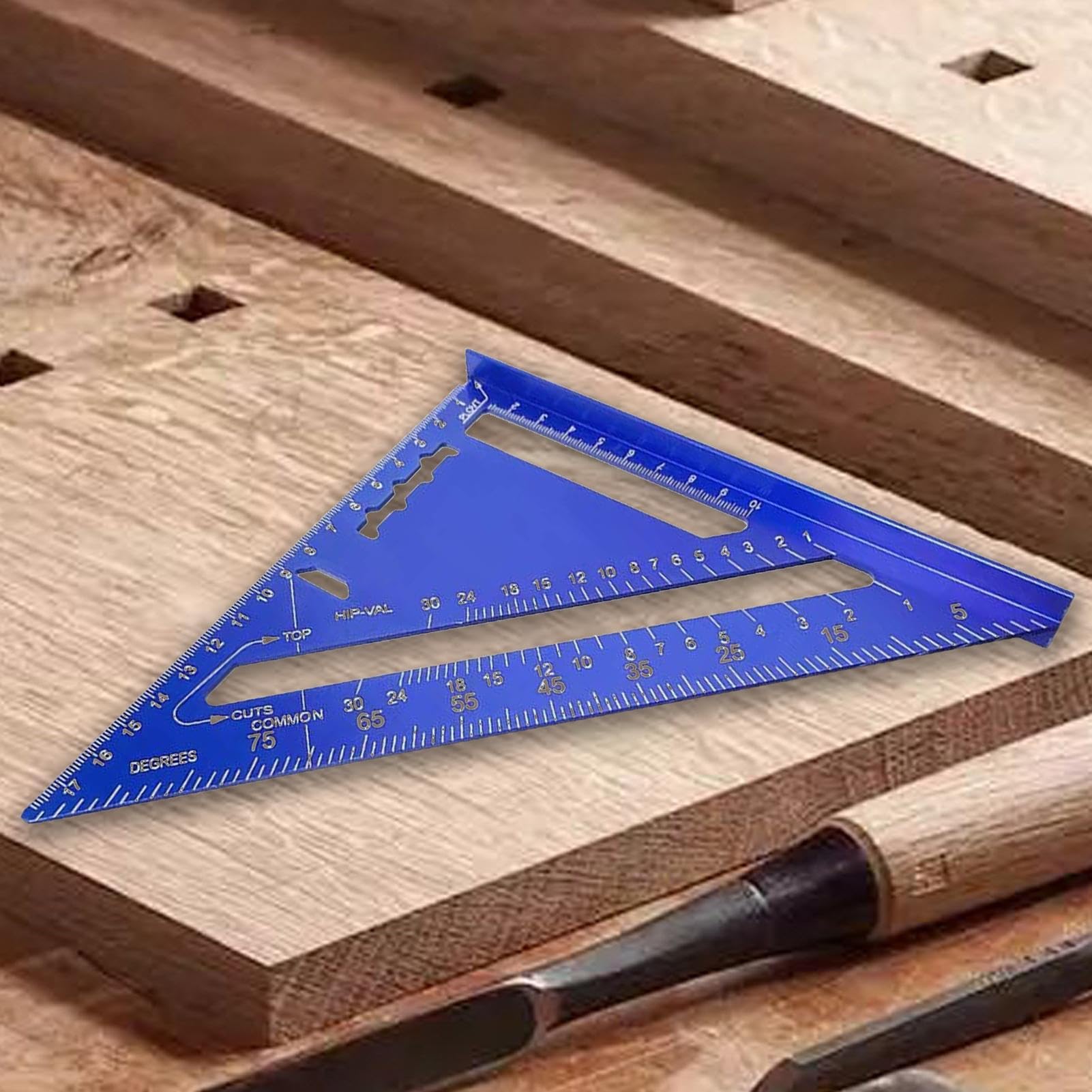 Righello triangolare in metallo, righello in metrica tecnica, strumento di misurazione di precisione per falegnameria, costruzione, architettura, geometria