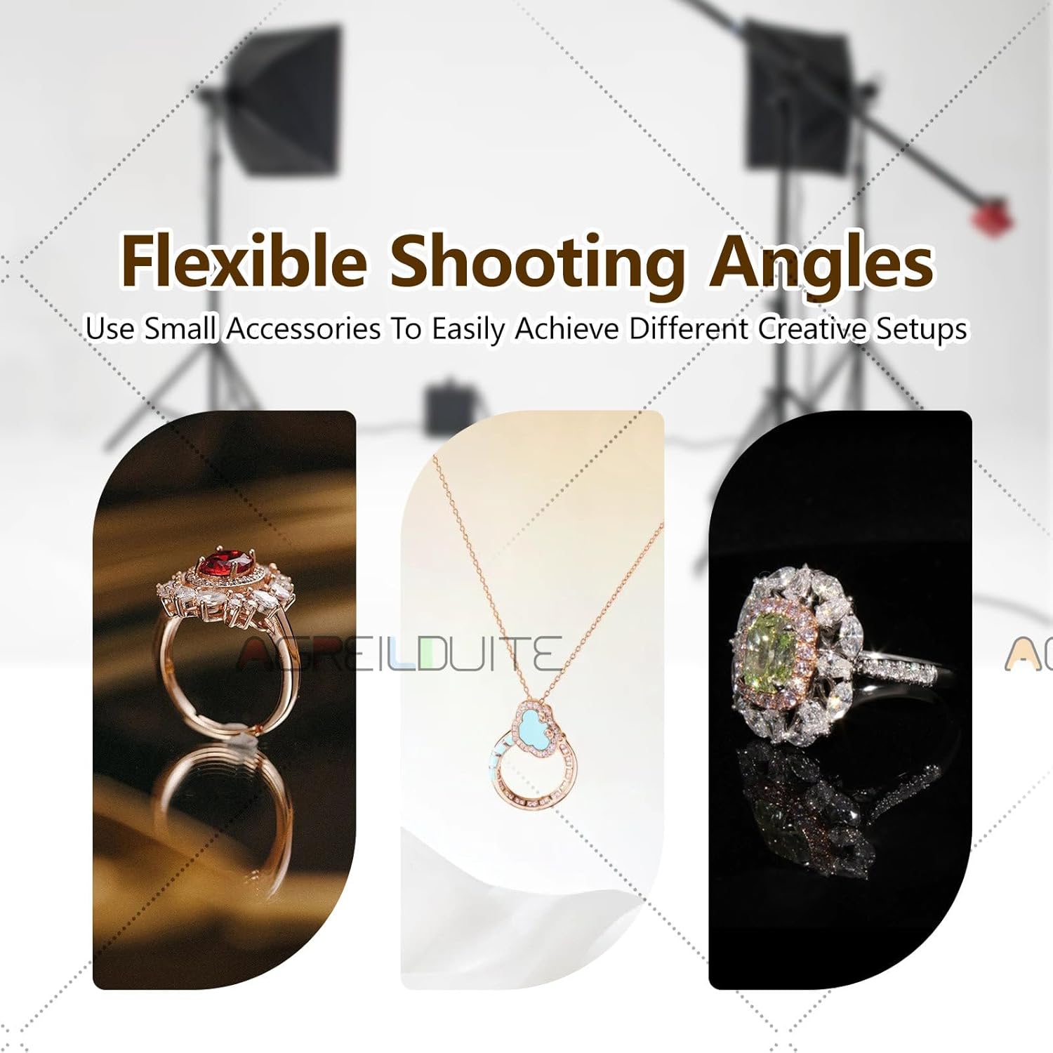 Pro Jewelry Photography Studio Kit with Rotating Turntable and Dimmable LED Lighting,Mini Photo Studio Softbox,Jewelry Shooting Tent Softbox-Support Black/White Background Switching TB20