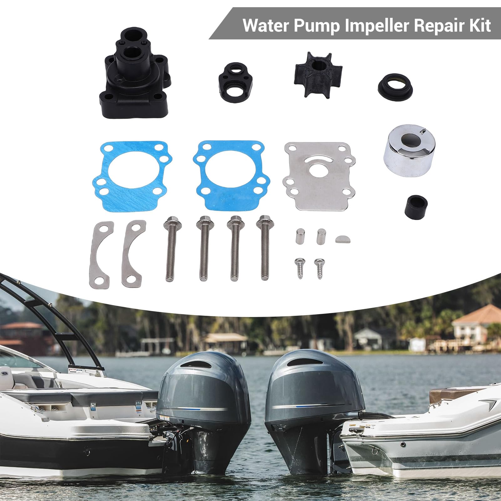 CHICIRIS Kit di Riparazione della Girante della Pompa Dell'acqua, 682 W0078 00 00 di Ricambio per Motore Fuoribordo da 9,9 a 15 CV, con Guarnizione di Lunga Durata, per Parti del Motore