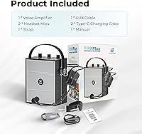 Vista 8 de Amplificador de voz de 50W con 2 micrófonos con auriculares, micrófono con altavoz, sistema de sonido portátil con micrófono, altavoz Bluetooth