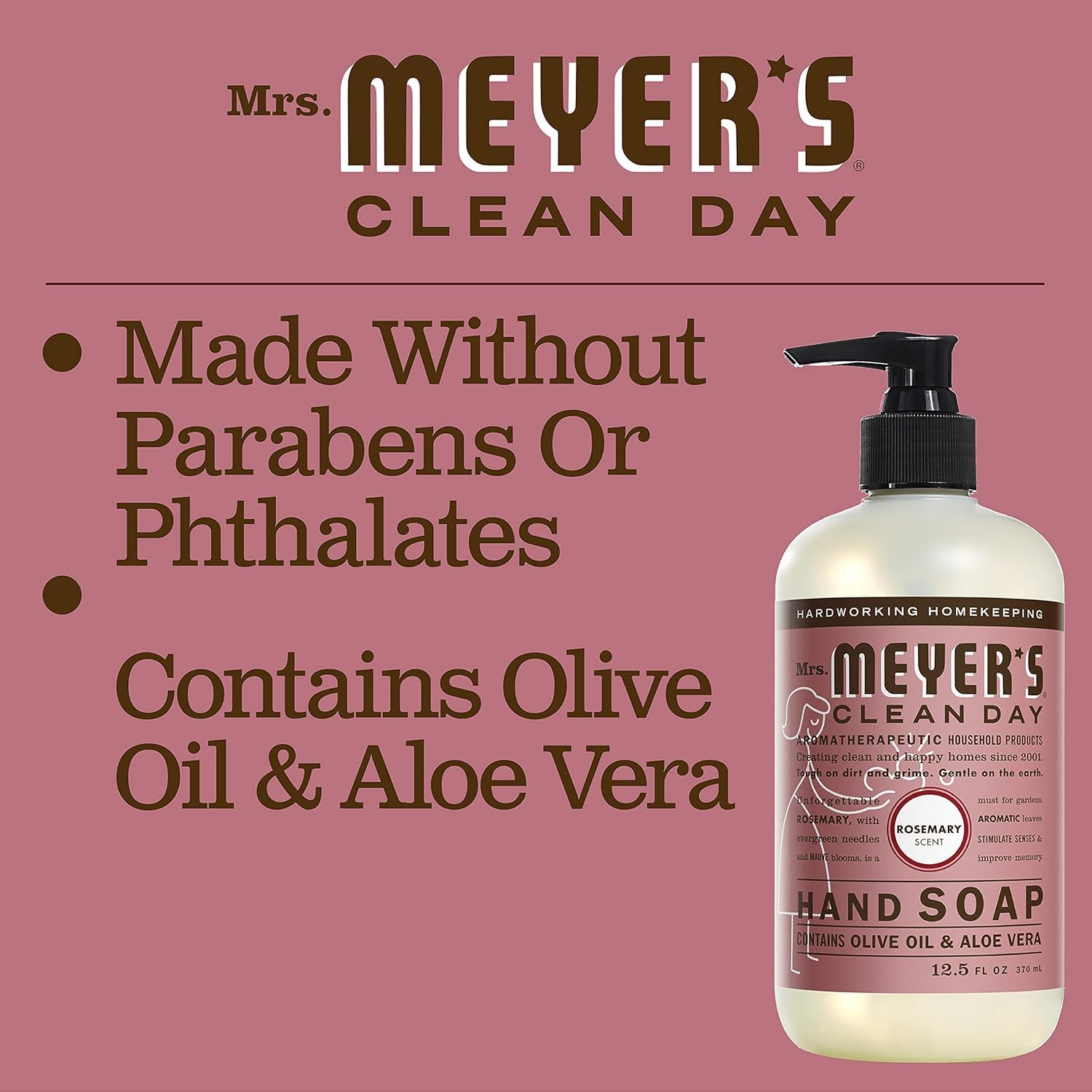 Mrs. MEYER'S Liquid Hand Soap - Rosemary - 12.5 Fl Oz -(Pack of 6)