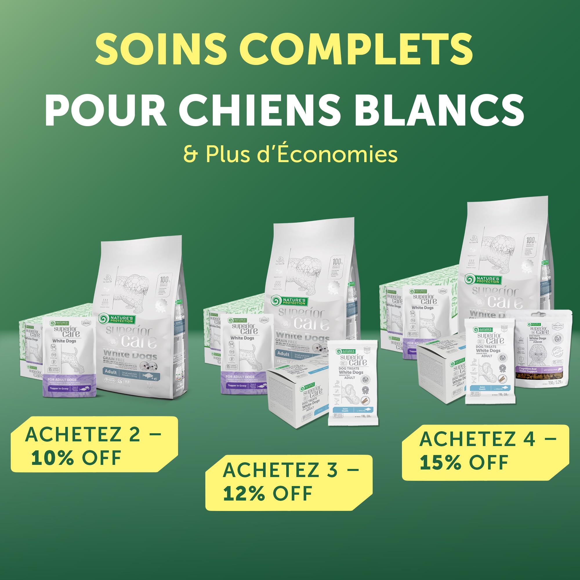 Nature's Protection Superior Care Aliment Chien, Poisson Blanc 4 kg | Anti-traces de larmes, pelage blanc éclatant, Grandes croquettes, Pelages blancs/clairs, Toutes races, Chiots et adultes