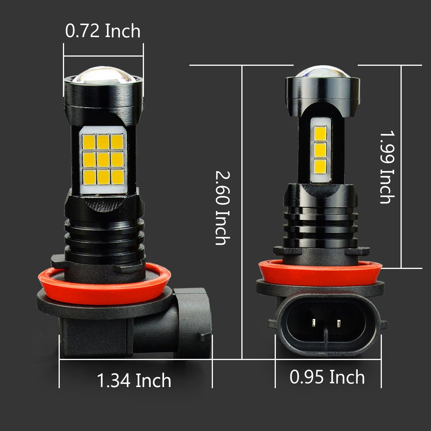 JDM ASTAR Extremely Bright PX Chips H11 H16 LED Fog Light Bulbs, Golden Yellow