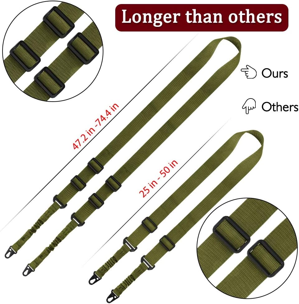 Accmor 2 Points Extra Long Rifle Sling, Two Point Traditional Gun Slings Standard Strap with Metal Hook for Outdoor Sports