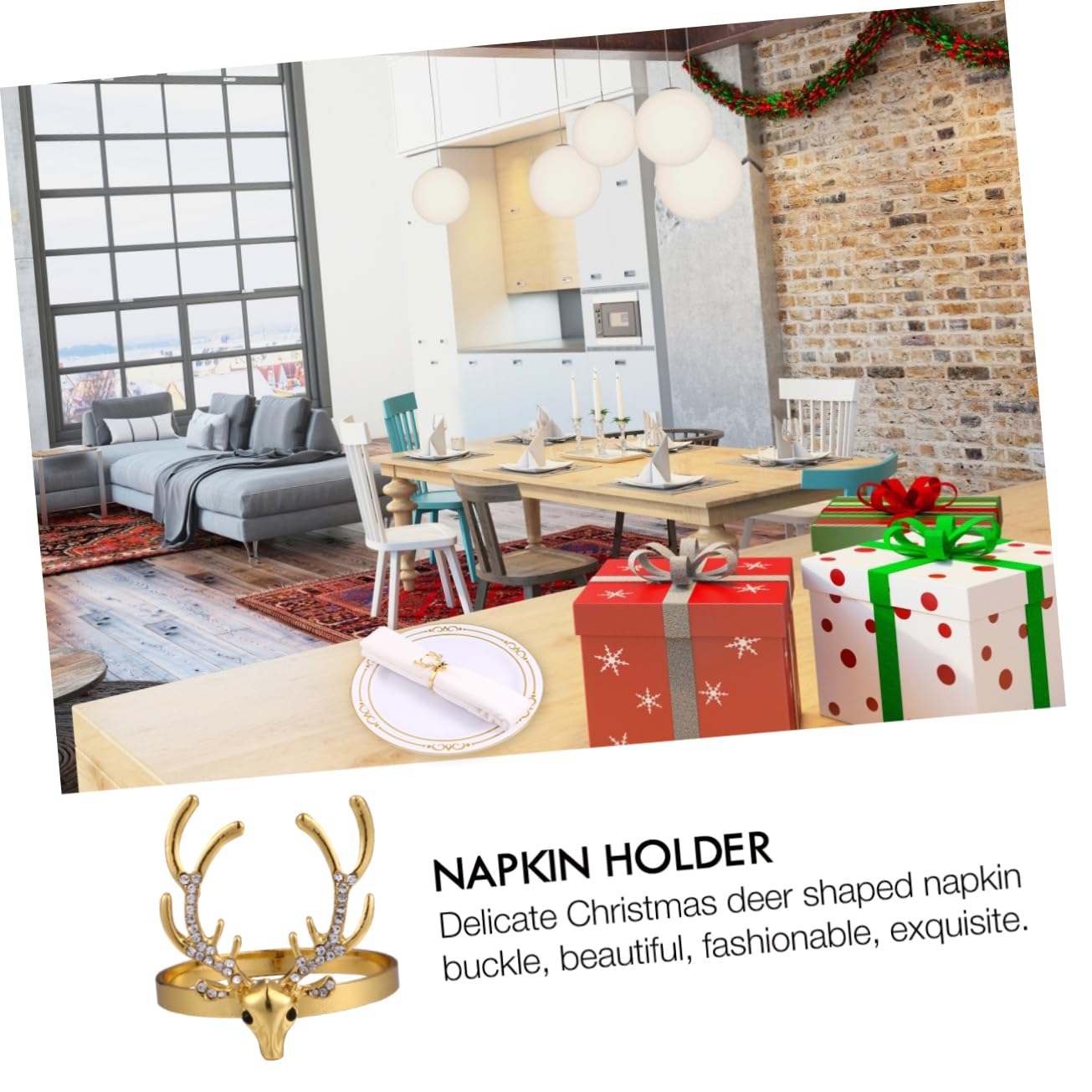 Ciieeo 18stücke Goldene Weihnachtsrentiere Serviettenringe Stilvolle Dekoration Für Festliche Dinnerpartys Tischaccessoires Für Weihnachten Und Feiertage