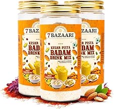 7 BAZAARI Winter Special Kesar Pista Badam Milk Mix Powder 225g | Premium Badam Powder with Kesar, Pista & Spices | Ideal for Kids & Adults | No Artificial Flavours (Pack of 3)