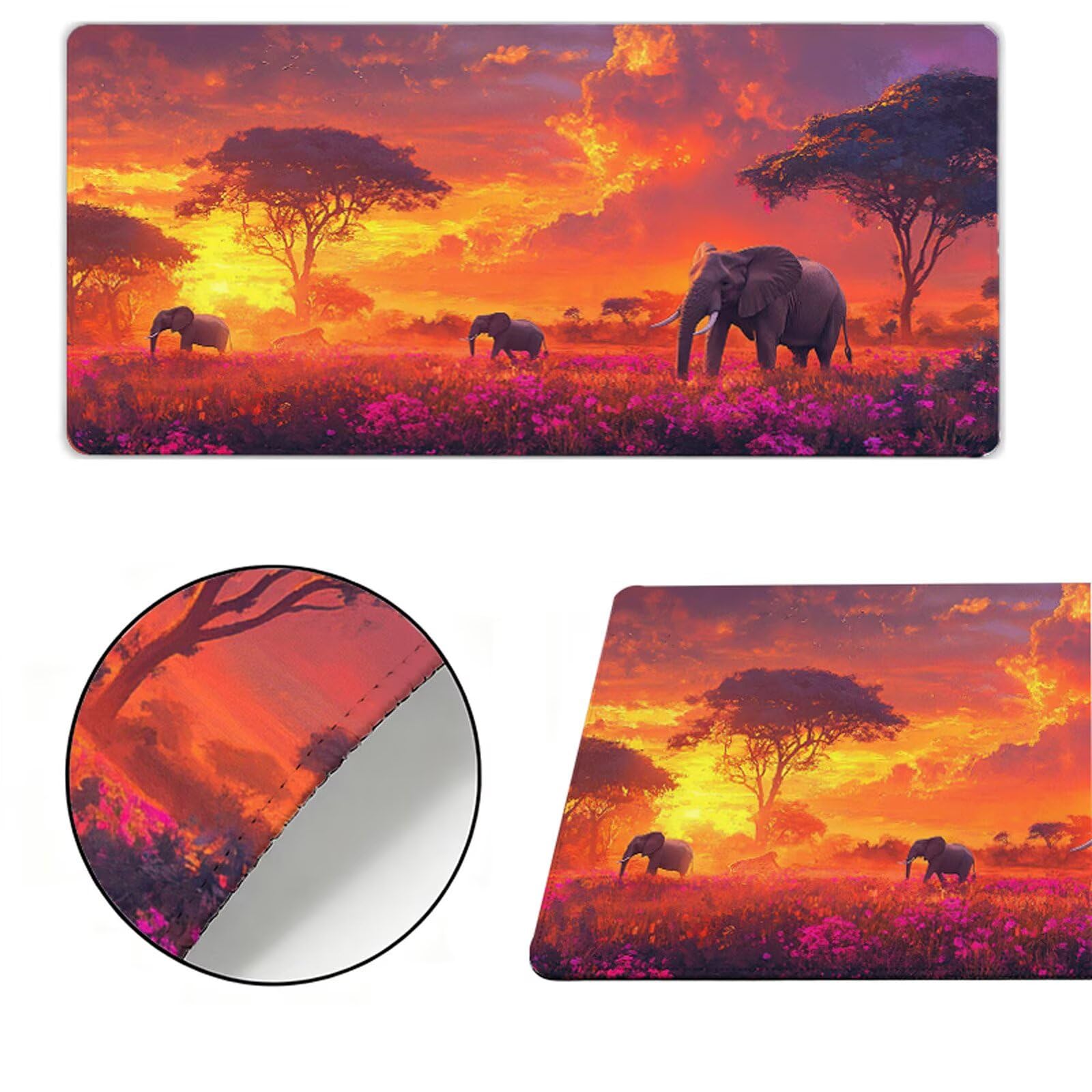 Podkładka pod mysz XXL 1200x600x3mm podkładka pod mysz słoń podkładka pod mysz kwiat poprawia precyzję i szybkość, wodoodporne antypoślizgowe, szyte krawędzie, akcesoria do gier, komputer biurowy