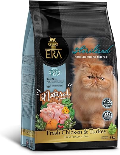 Era – Pienso para gatos adultos esterilizados Era pollo y pavo grain free. 3 Kg