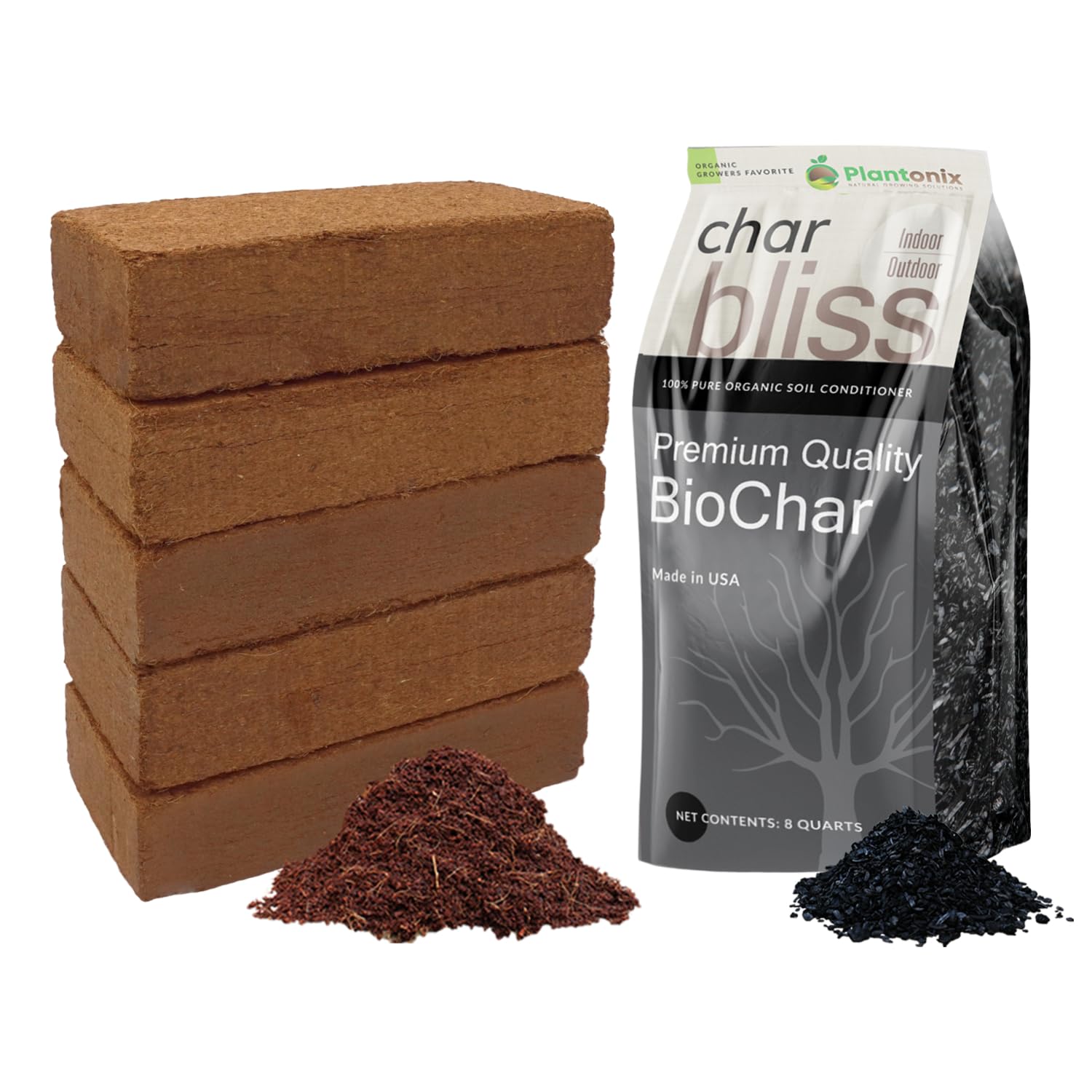 Amazon.com : Coco Coir 650gm Bricks (5-Pack) + Char Bliss (8 Qts
