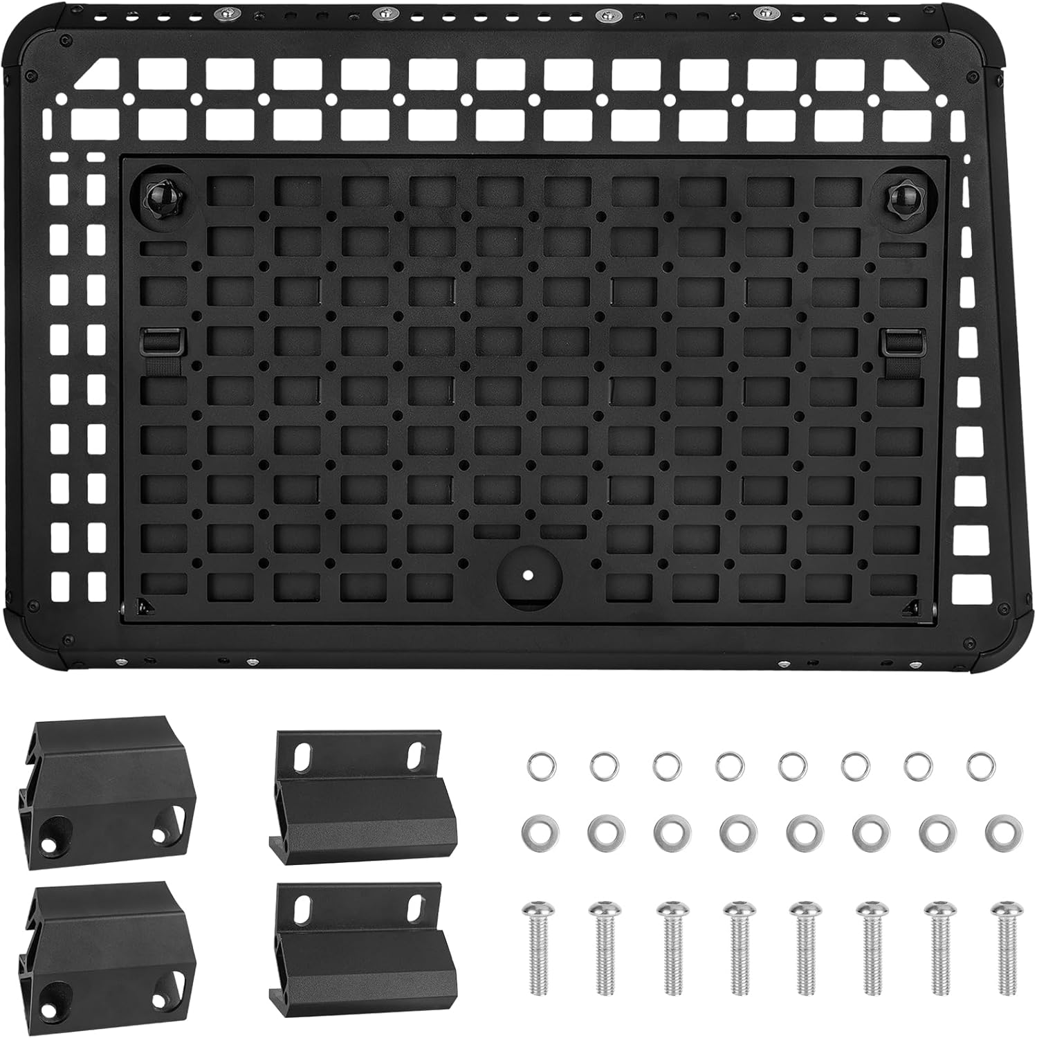 Rear Window Molle Panel with Fold-Down Table - Tactical Modular Rear Window Storage Panels for 2018-2025 Jeep Wrangler JL Off Road Camping Accessories (Driver Side)