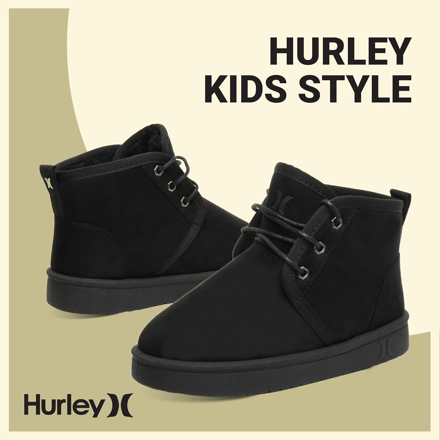 Hurley Kids Mosi Winter Boots - Fleece Lined Suede Snow Boots for Boys and Girls with Non-Slip Sole, Kids lace up Winter Boots - Image 6