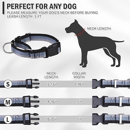 Miniatura 5 de ESGPET Martingale - Juego de collar y correa para perros pequeños, medianos y grandes, collar reflectante resistente para perros, collares