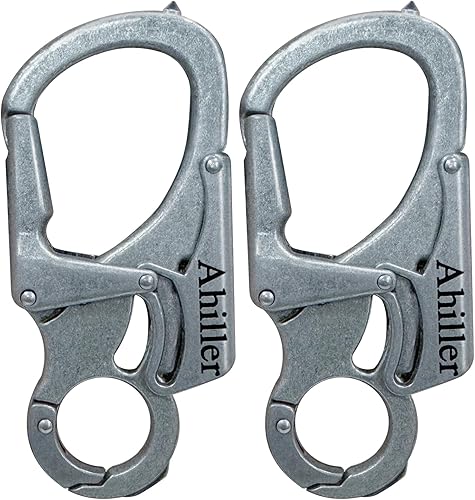 Miniatura 8 de Ahiller Mosquetón Llavero con Clip, Diseño de Doble Cierre - Punta de Acero Tungsteno, Herramientas Multifuncionales para Acampar, Senderismo,