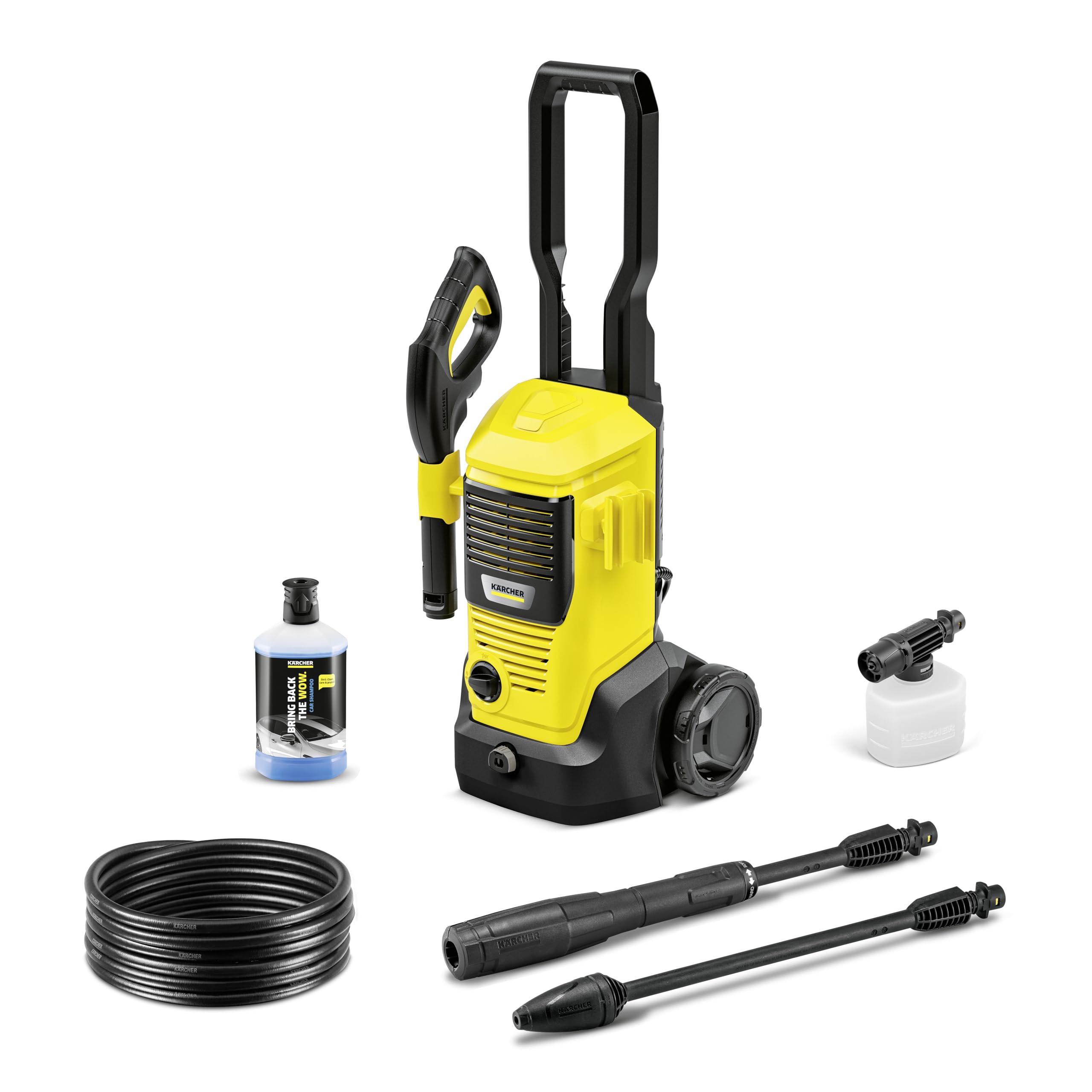 Kärcher - Lavadora de alta presión K 4 FJ, presión: 130 bar, caudal: 420 l/h, potencia de superficie 30 m²/h, fresa de suciedad, con champú auto 3 en 1 + boquilla de espuma