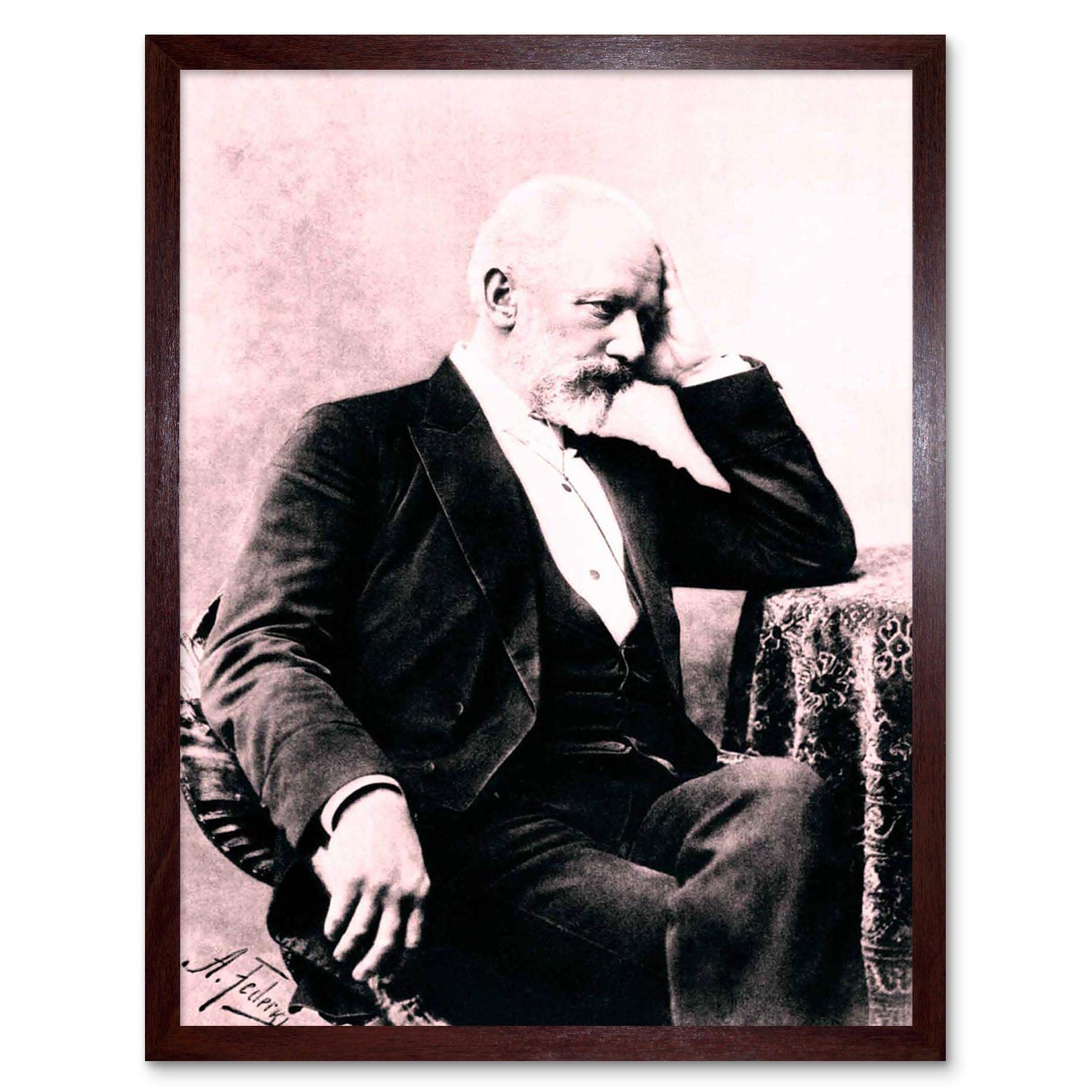 Wee Blue Coo Vintage Portrait Fedecki Composer Peter Tchaikovsky Art Print Framed Poster Wall Decor 12X16 Inch