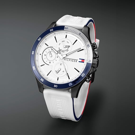 Tommy Hilfiger Analogue Multifunction Quartz Watch for Men with White Silicone Bracelet - 1791723
