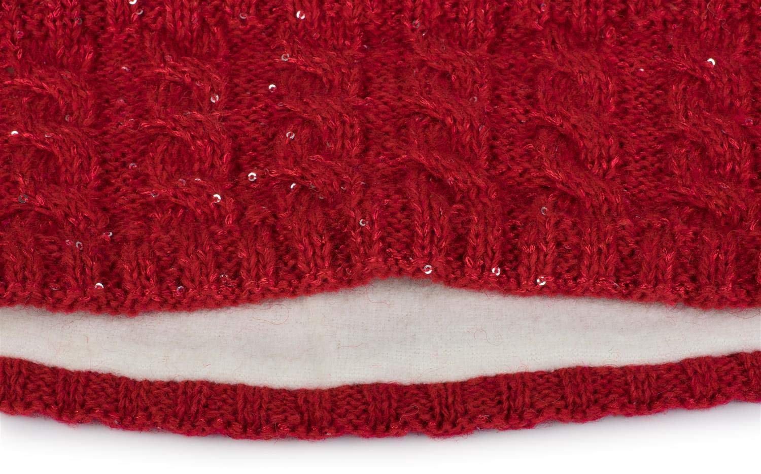 styleBREAKER women knit headband with plait pattern and sequins, fleece lining, hairband, headband, women 04026028, color:Red - Image 3