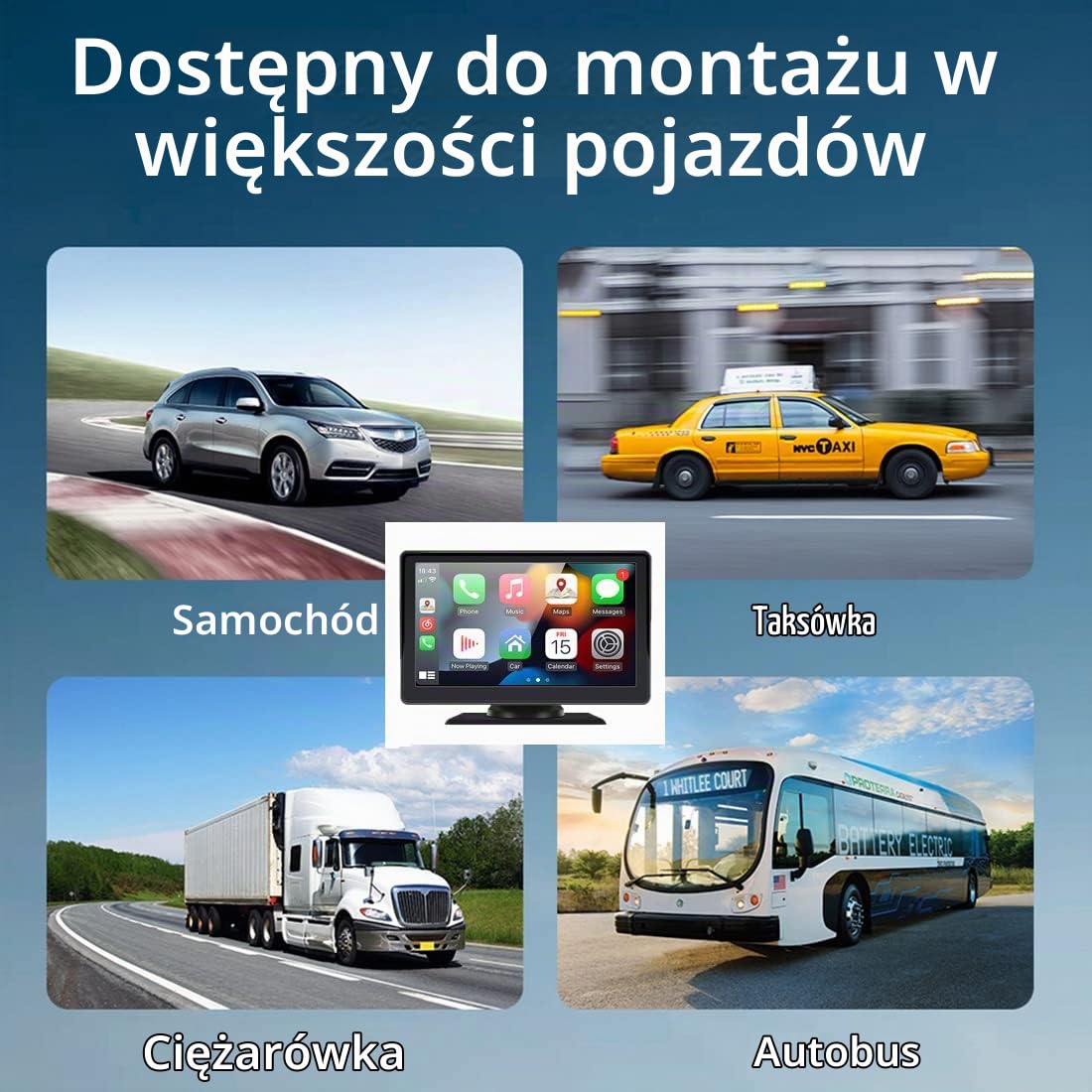 Samochodowe stereo Przenośny bezprzewodowy Apple CarPlay i Android Auto, 7-calowy ekran dotykowy IPS Car Audio Odbiornik Obsługa Bluetooth, FM, GPS, Mirror Link