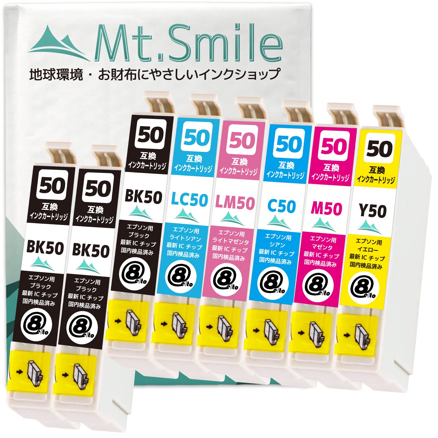 Amazon.co.jp: Mt.Smile インク IC6CL50 (6色+BK2=8本 BK×3/C/M/Y/LC