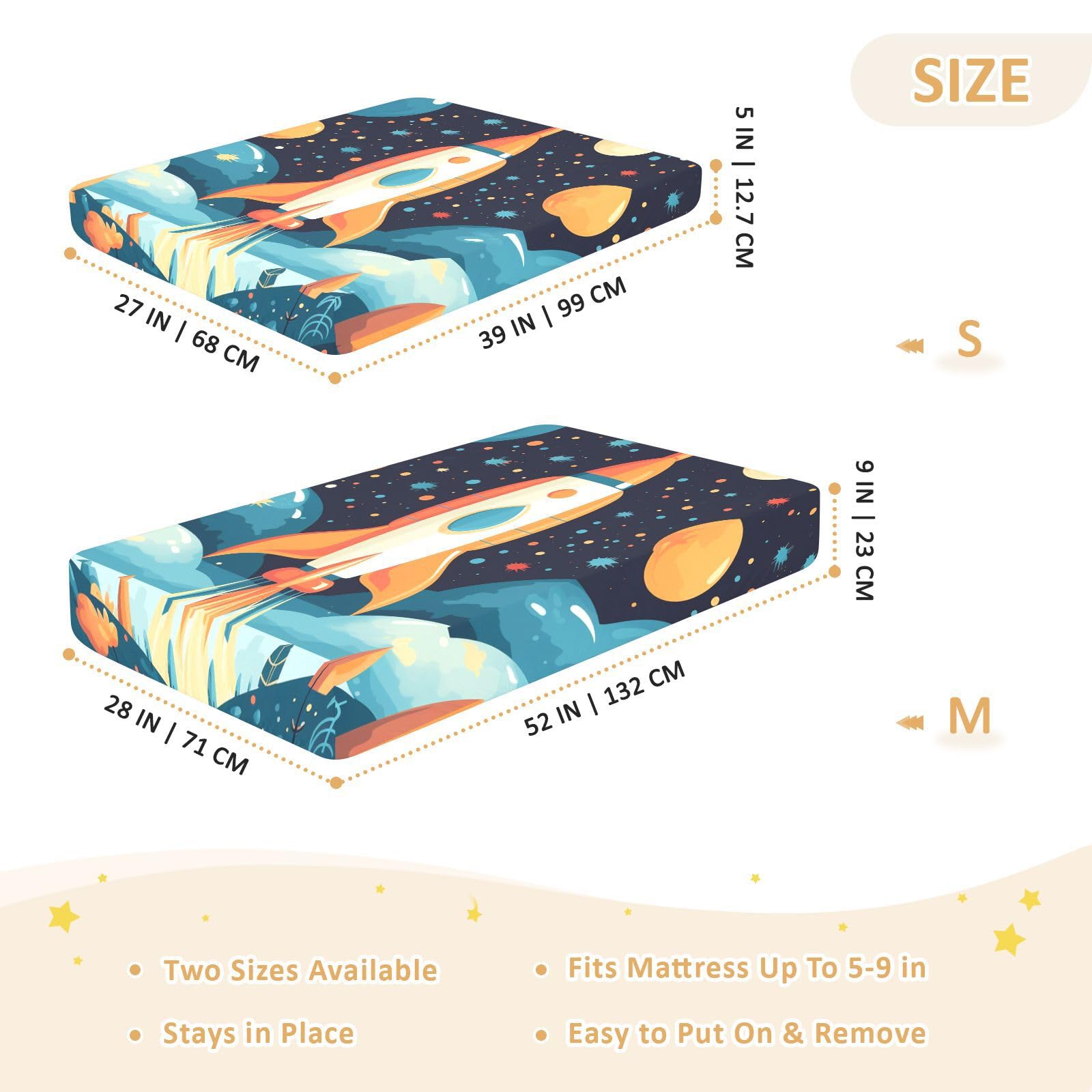 Estrellas De Cohete De MontañA De Dibujos Animados Sábana de Cuna para Niños Pequeños,Sábanas de Algodón Suave para Bebés Aptas para Colchón Corralito