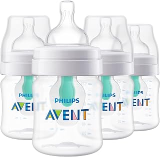 Philips Avent Anti-Colic Bottles with AirFree Vent, 4oz Flow 1 Nipples, 4pk - Reduce Colic, Gas & Reflux for Newborns