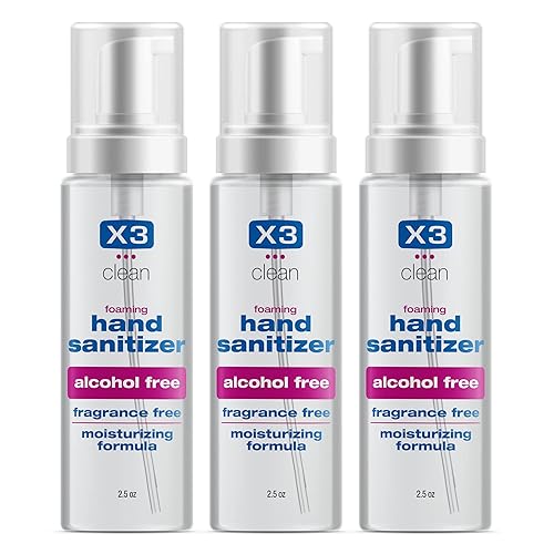 Desinfectante de manos espumoso, sin alcohol y sin fragancia, mata el 99.9% de gérmenes, fórmula hidratante, tamaño de viaje de 2.5 onzas (paquete