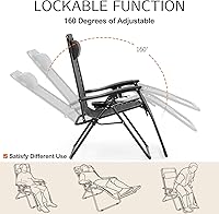 Vista 6 de Silla de gravedad cero Sweetcrispy, juego de 2 sillas reclinables portátiles para playa, camping, patio, exterior, plegables, con portavasos y Negro