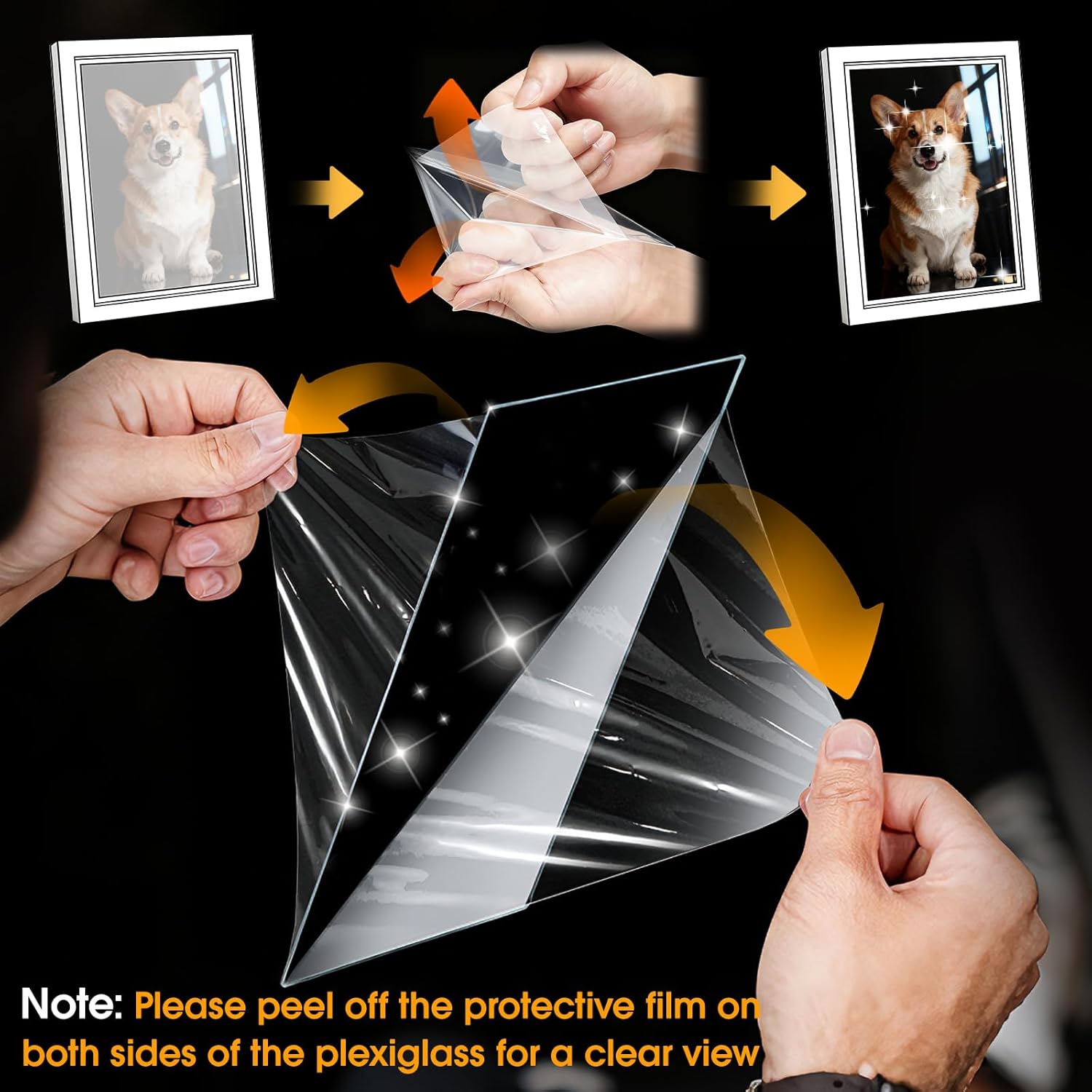4x6 Picture Frame Hinged, Triple Picture Frames Fold, Wood Photo Frame for Tabletop or Desktop Display Vertically, Black