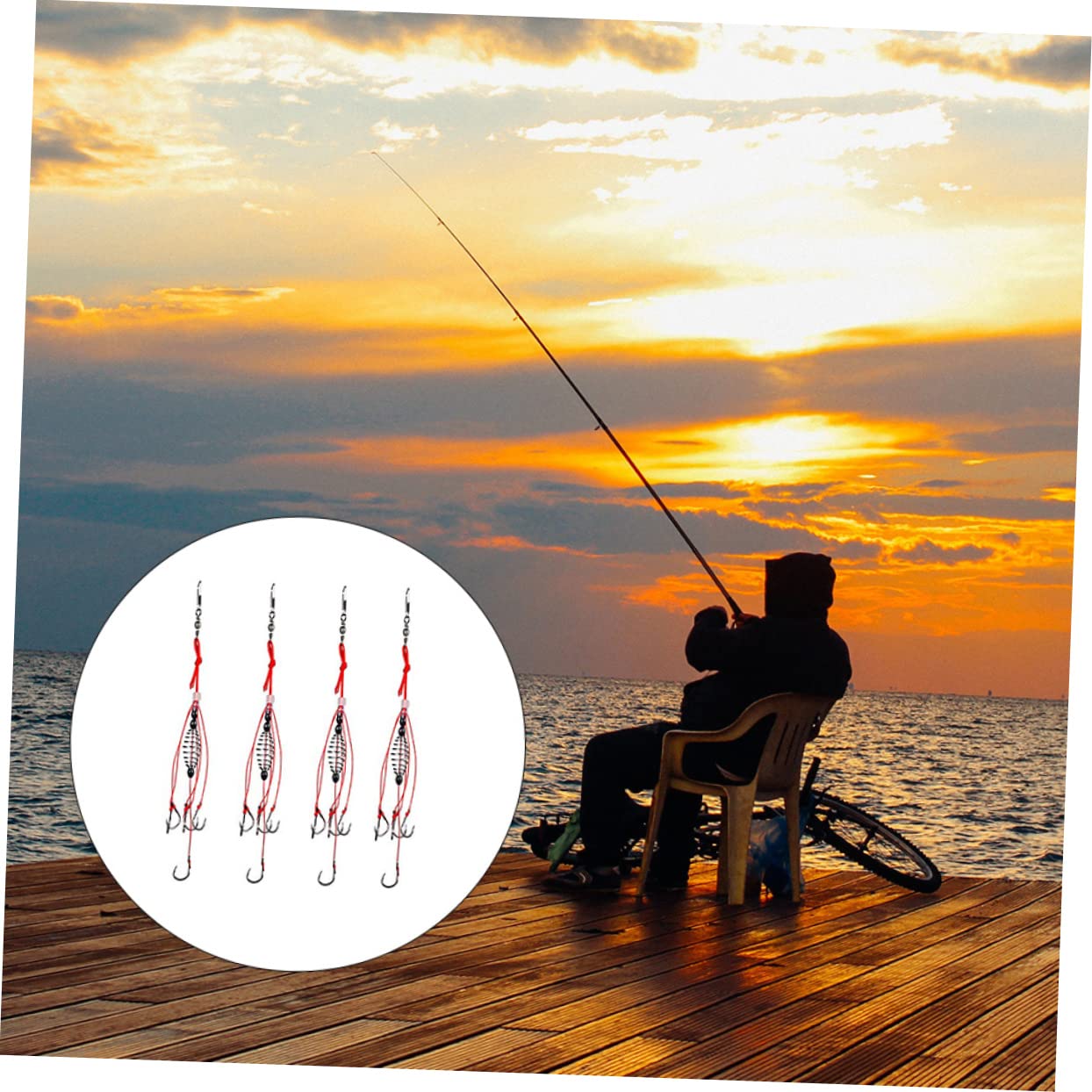 INOOMP Lot De 3 Leurres De Pêche À Ressort Hameçons Matériel De Pêche Grossier Plombs 4 Pièces X 3