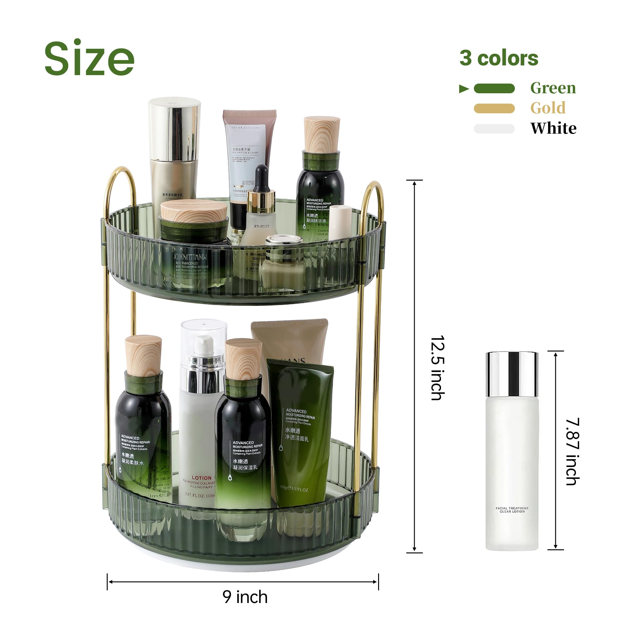 Organizador de maquillaje giratorio para tocador, organizador de perfume para el cuidado de la piel, pintalabios para encimera de baño, almacenamiento transparente de maquillaje para tocador,