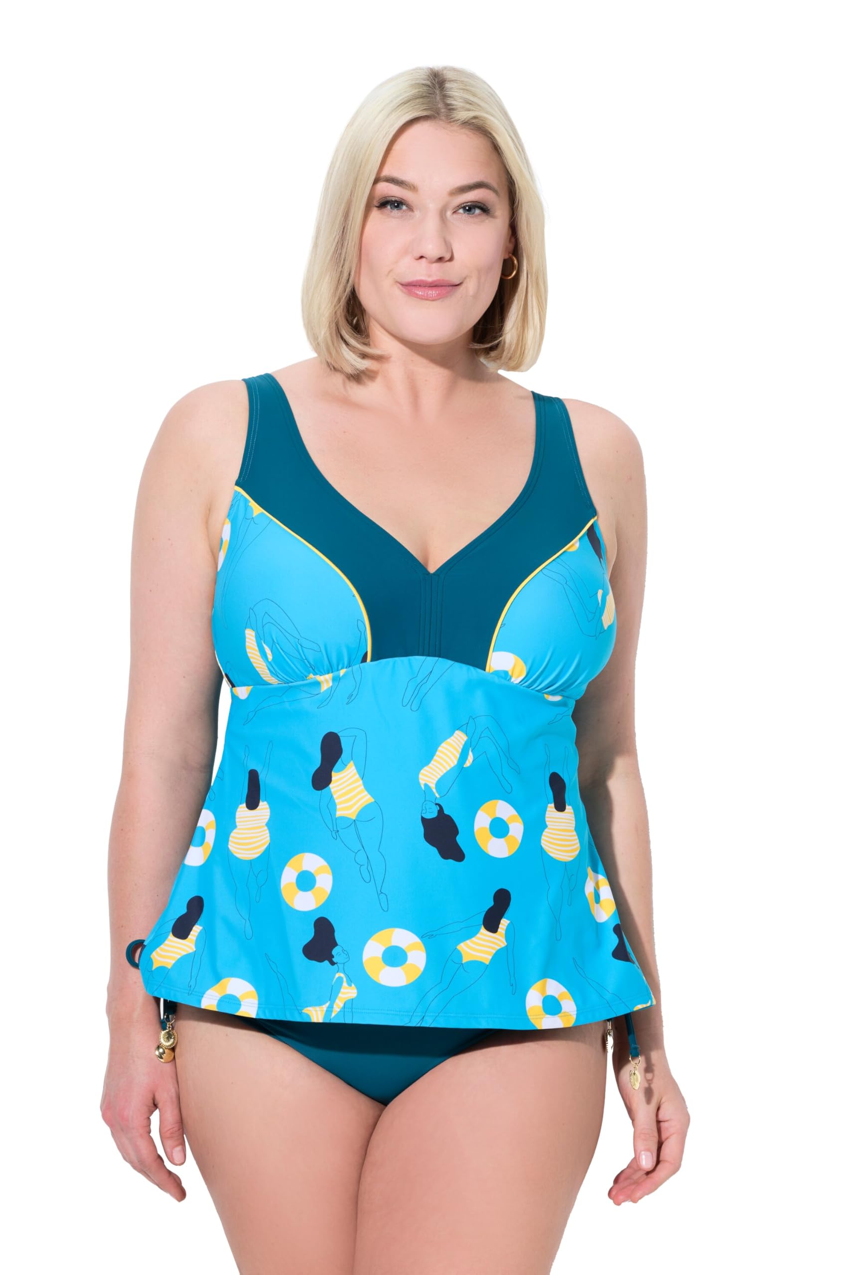 Ulla Popken Damen große Größen Übergrößen Plus Size Tankini, Schwimmerin, Softcups, Träger verstellbar 837316