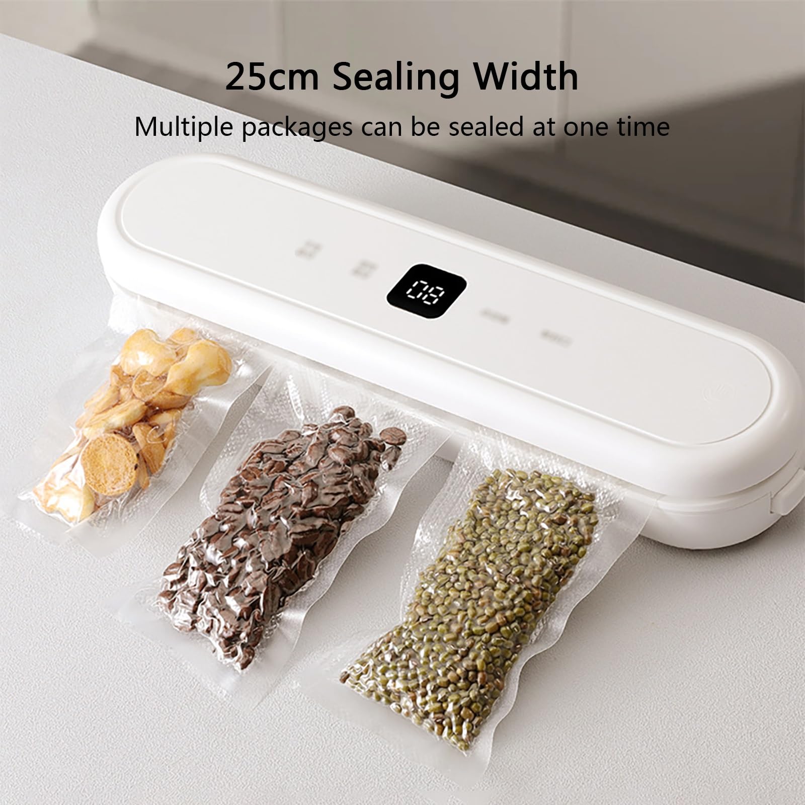 Macchina Sottovuoto per la Conservazione Degli Alimenti, Potente Aspirazione, Elettrodomestico da Cucina Compatto Bianco/nero per Freschezza e Cottura Sous Vide(Black)