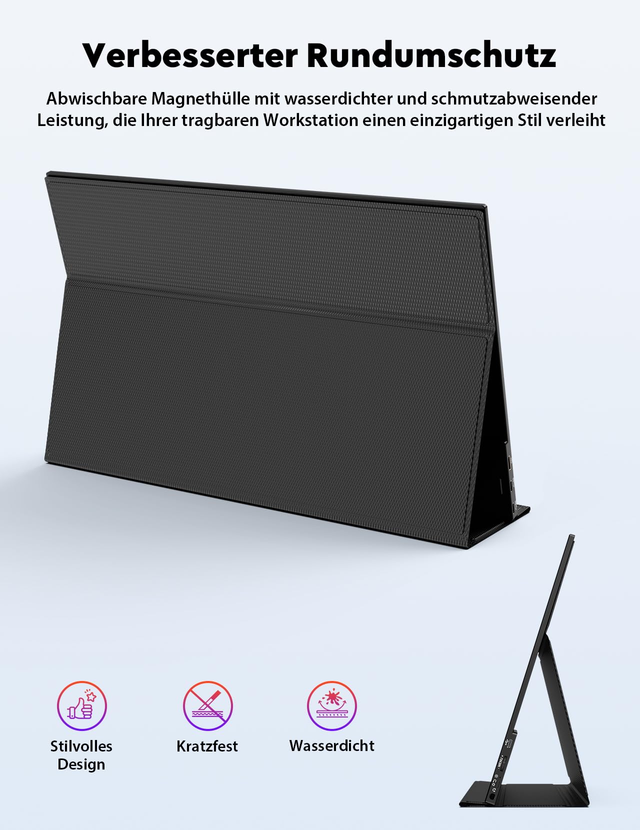 MAGICRAVEN Tragbarer Monitore 15.6“ 1080P FHD Laptop Bildschirm Erweiterung Monitor IPS Screen, Laptop Monitor mit Lautsprecher, Bildschirm für Laptop/PC/Telefone/PS45/X-Bo mit HDMI/USB C & Halterung