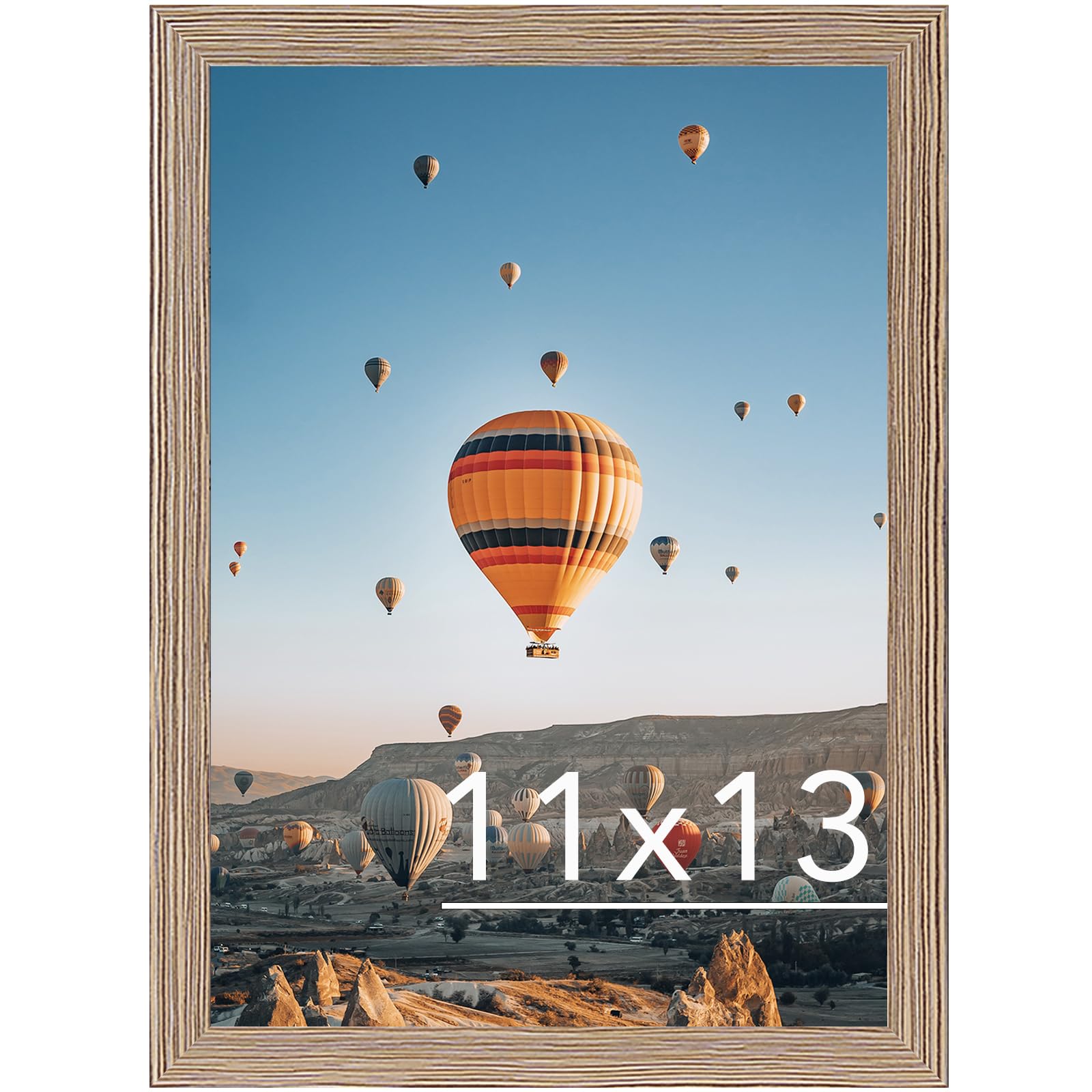 JCJMY 11x13 Picture Frame Rustic Brown for Wall Hanging, Wall Mounting Horizontally or Vertically, 11 x 13 Wall Gallery Poster Photo Frame with Shatter Resistant Plexiglass, Rustic Brown