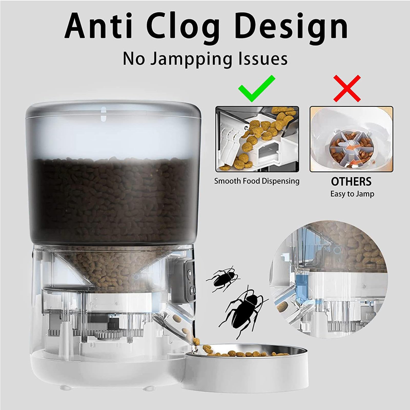 Distributore Automatico Cibo Gatti WiFi, con 2.4G WiFi, 4L Dispenser Cibo Gatti, Controllo App, Registrazione 10S Dosatore Crocchette per Gatti, Dispenser Crocchette Cani