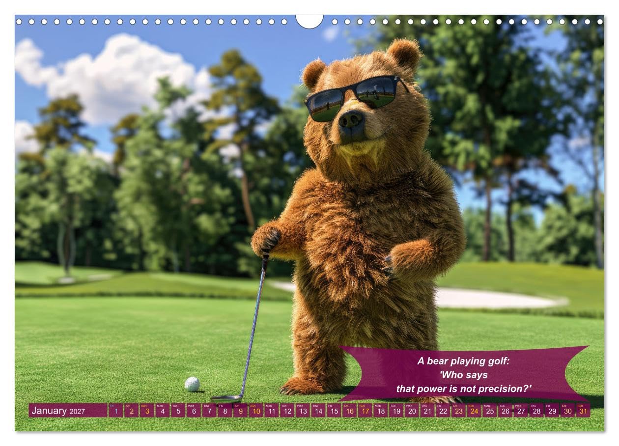 Funny charming animals as golf players (Wall Calendar 2027 DIN A3 landscape), CALVENDO 12 Month Wall Calendar: Enjoy funny animals in golfer's poses