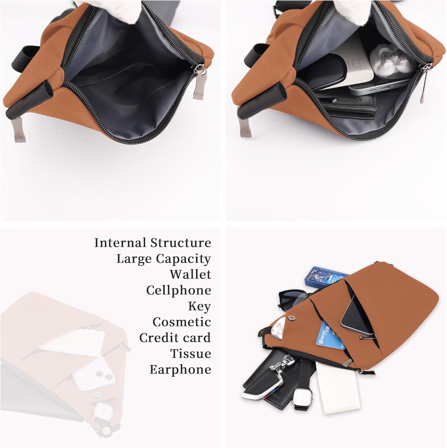 Anti Theft Crossbody Bag,Sling Bag for Women Men,Multi-pocket Chest Shoulder Bag for Travel, Sport, Work - Image 6