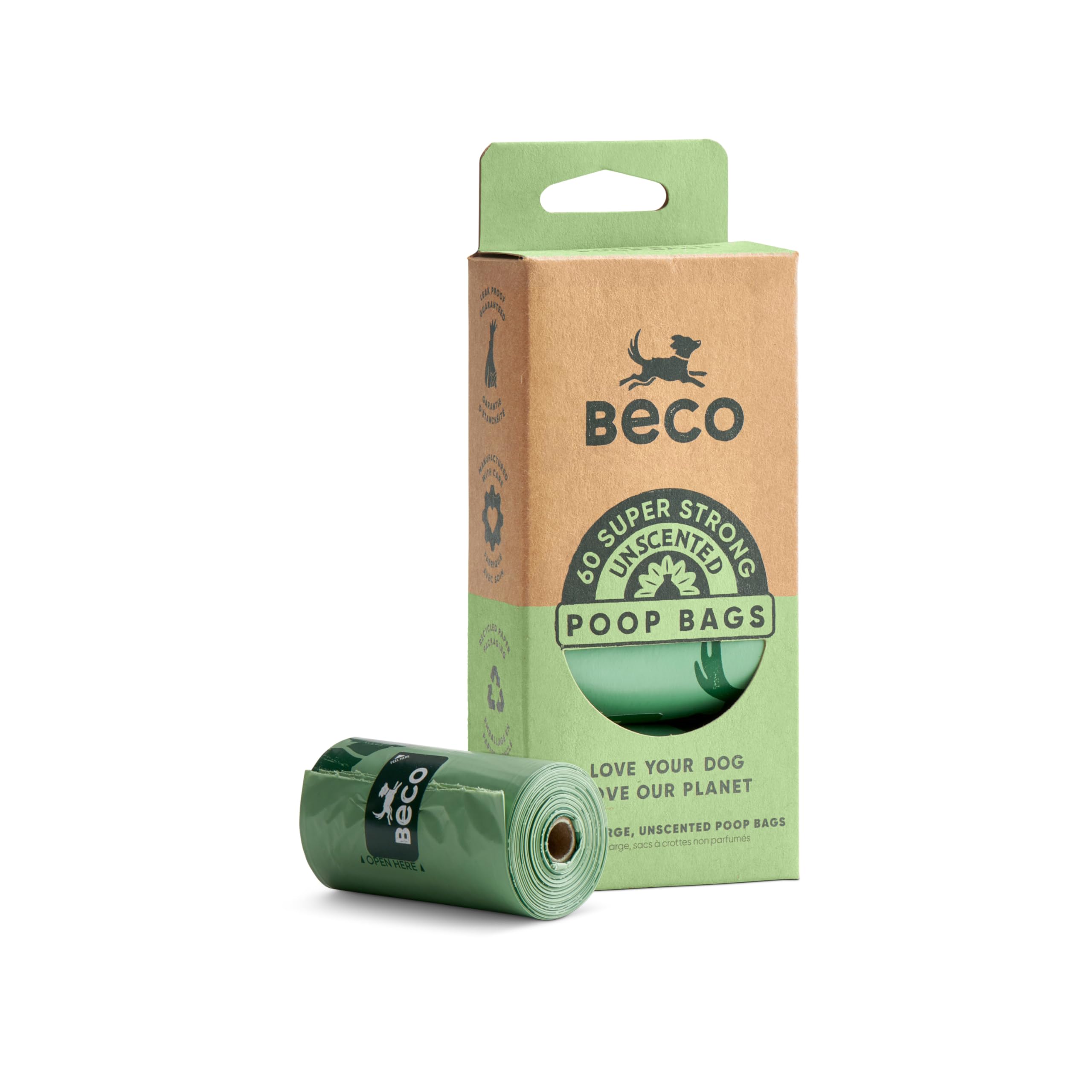 Beco Dog Poo Bags - Strong, Leakproof & Large - 100% Recycled Plastic, Extra Thick Dog Poop Bags, Heavy Duty - Unscented Refill Rolls, 540 Count — view 13