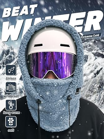 Shy Velvet Sherpa Hood Ski Mask Wind-Resistant Balaclava Winter Fleece Ski Mask for Men and Women