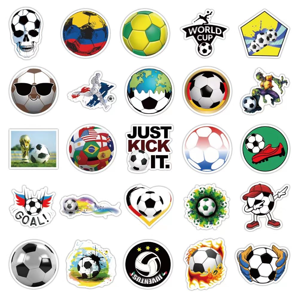 cobee Lot de 50 autocollants de football en vinyle imperméables pour bouteilles d'eau, cadeaux de football pour adolescents, autocollants esthétiques et tendance pour scrapbooking, ordinateur portable cobee Lot de 50 autocollants de football en vinyle imperméables pour bouteilles d'eau, cadeaux de football pour adolescents, autocollants esthétiques et tendance pour scrapbooking, ordinateur portable