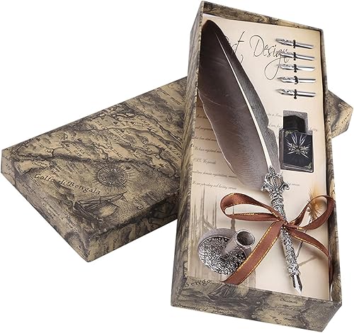 Miniatura 9 de MAVIS LAVEN Juego de tinta de escritura con pluma de caligrafía inglesa, regalo de papelería con 5 puntas de metal, el mejor juego de regalo (negro)