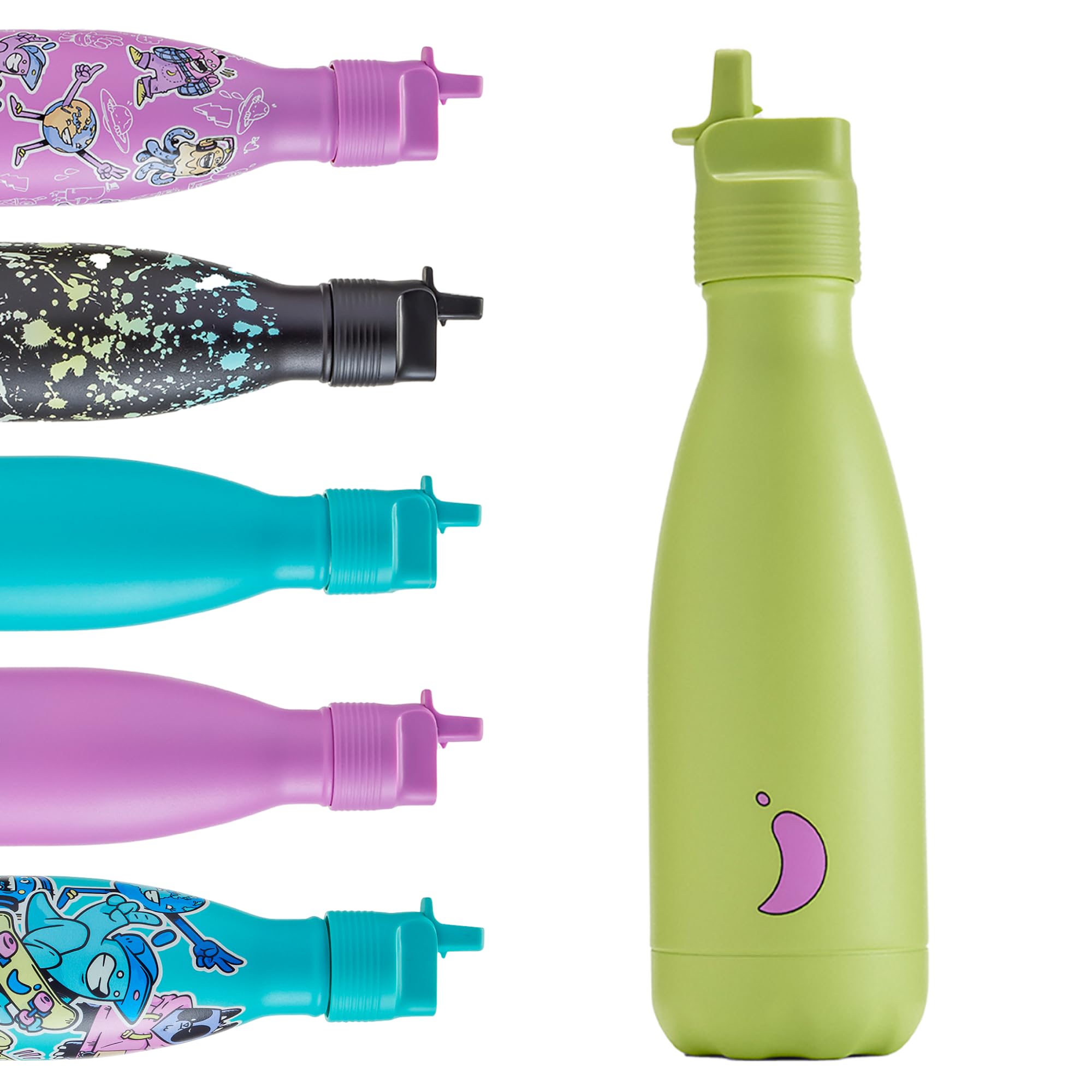 Chilly's Kids Original Water Bottle - Vacuum Insulated Stainless Steel Water Bottle, Reusable Thermal Flask For Hot & Cold Drinks - Leak Proof, No Sweat - 350ml - Lime — image 1