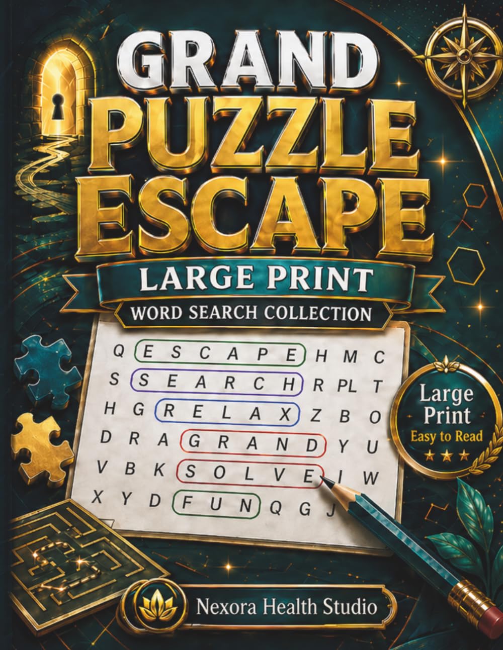Grand Puzzle Escape: Large Print Word Search Collection