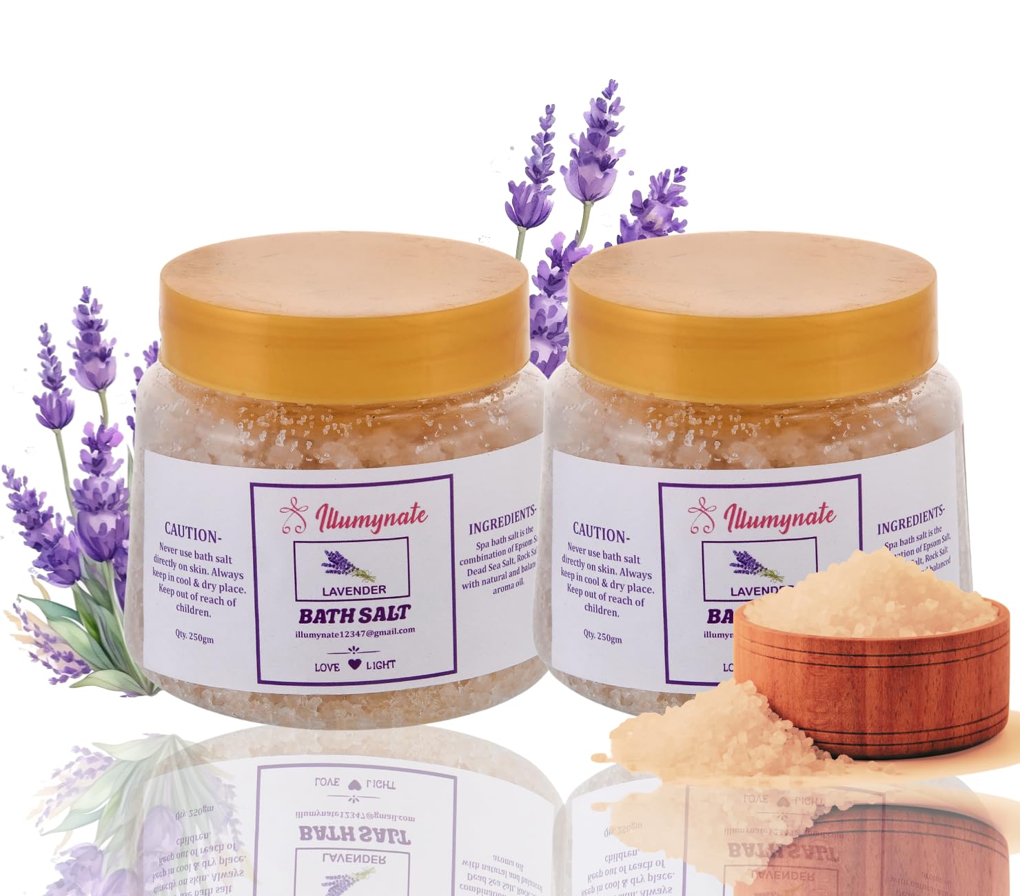 Illumynate Lavender Bath Salt for Body & Foot Spa, Calming, Relaxing, Muscle Pain Relief, Lavender Flower Epsom bath salt Aromatherapy with 100% Pure & Natural Sea Salt, LavenderBath Salt 250gm (Pack of 2)-image-18
