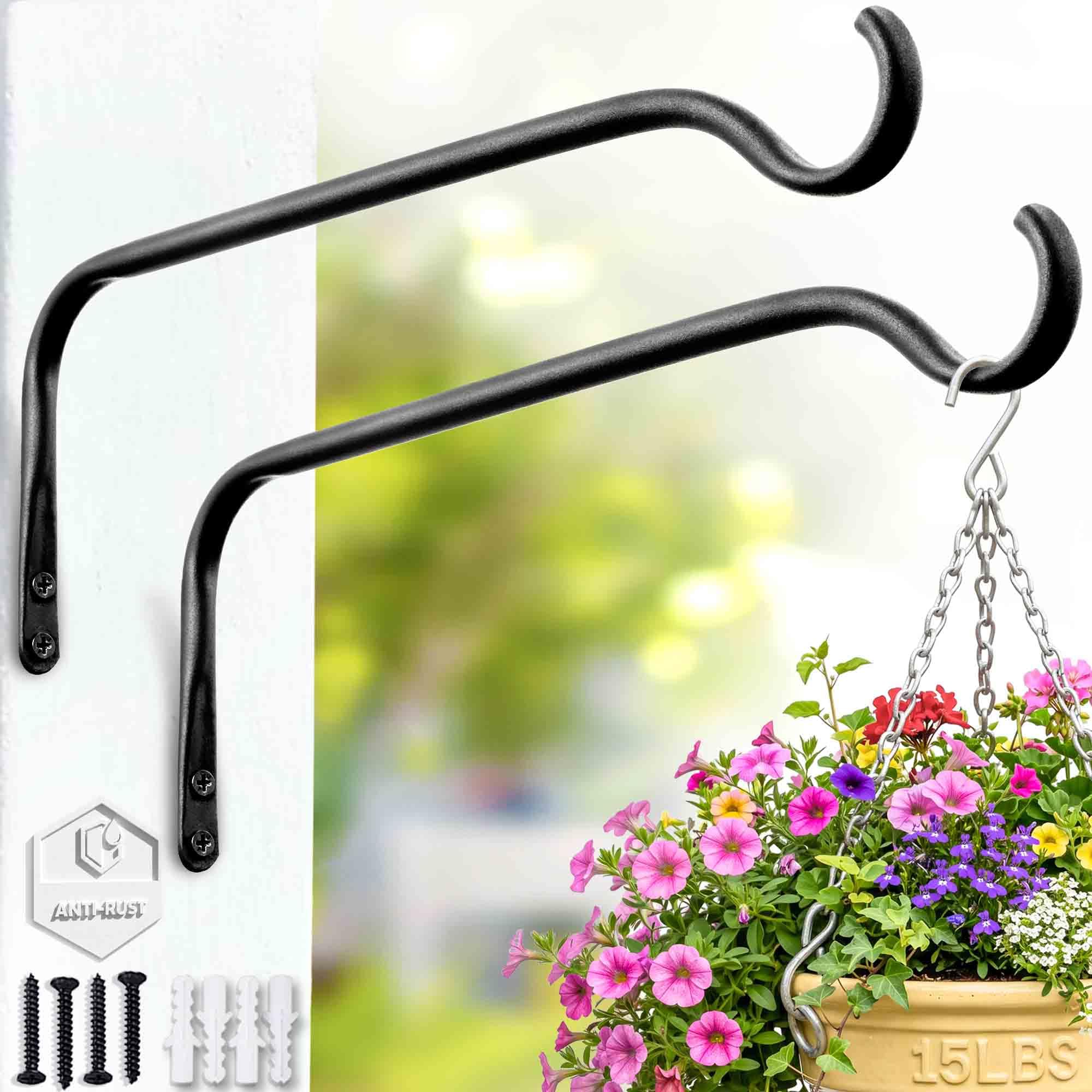 Lifyzoon Plant Hanger Brackets, 12 Inch 2-Pack Metal Hanging Wall Hooks