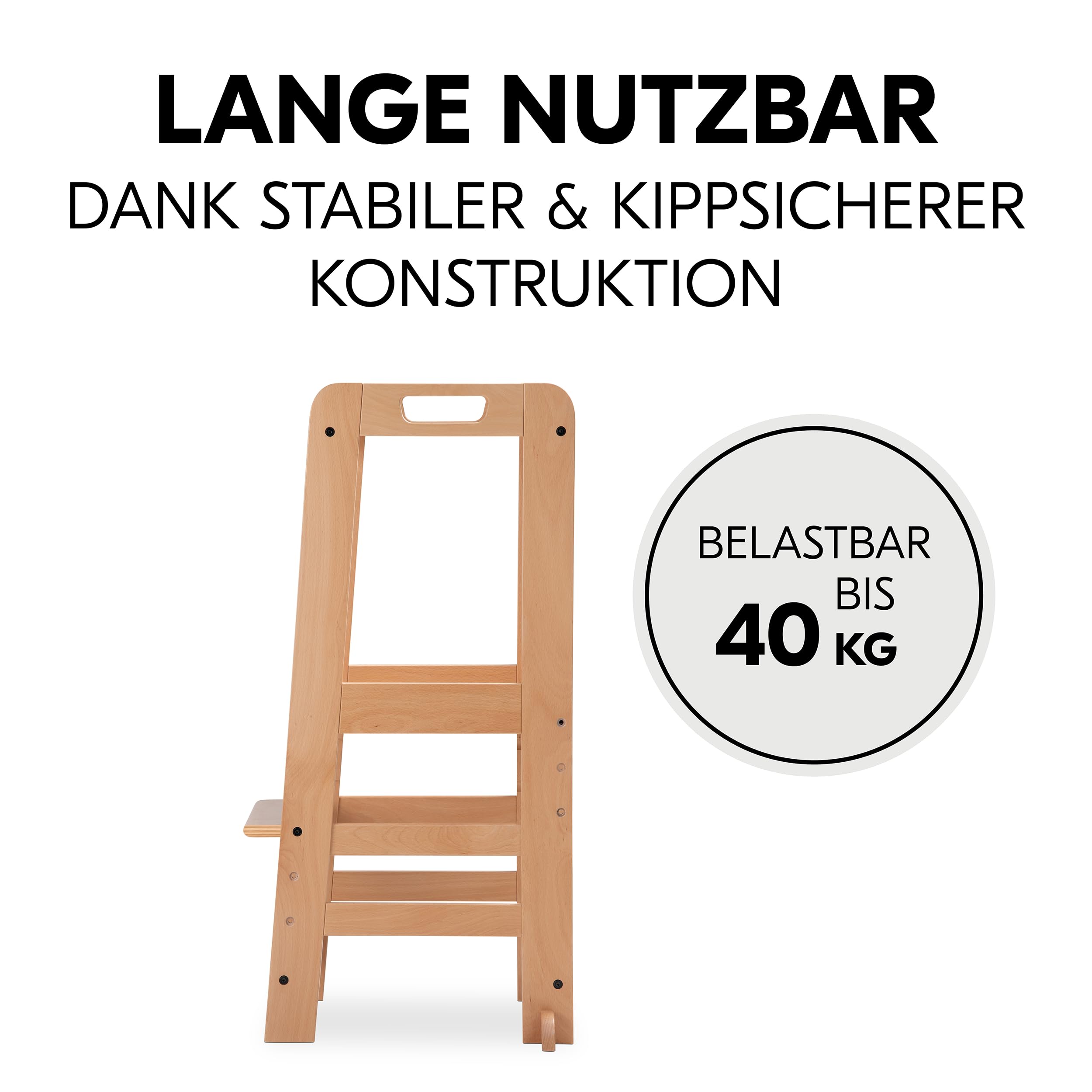 hauck Learn N Explore Natural Lernturm inkl. Puzzle N Fit - Natural | Mitwachsender Kinder Lernturm aus Buchenholz, ab 1 Jahre bis 40 kg, höhenverstellbares Fußbrett