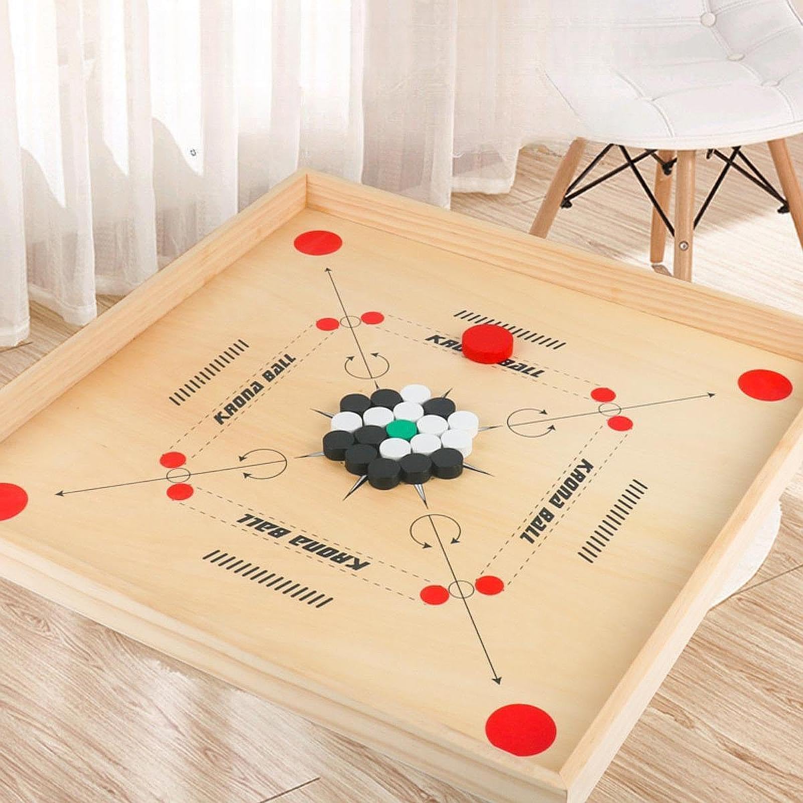 Jeu de Carrom, Plateau de 45,7 X 45,7 Cm, Jeu de Table En Bois pour Tous Les âges.