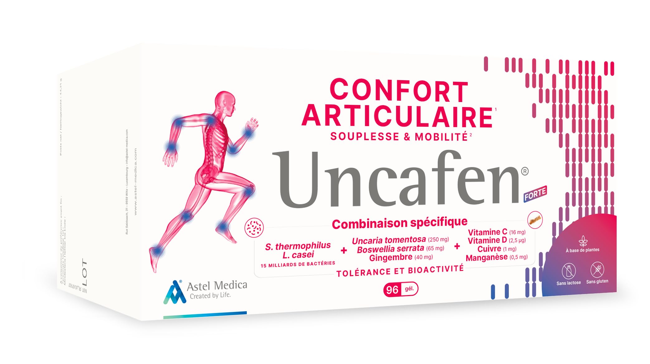 Probiotiques - Souplesse & Mobilité articulaire - Formule innovante à base de plantes (Uncaria) - Complément alimentaire naturel - 96 gélules